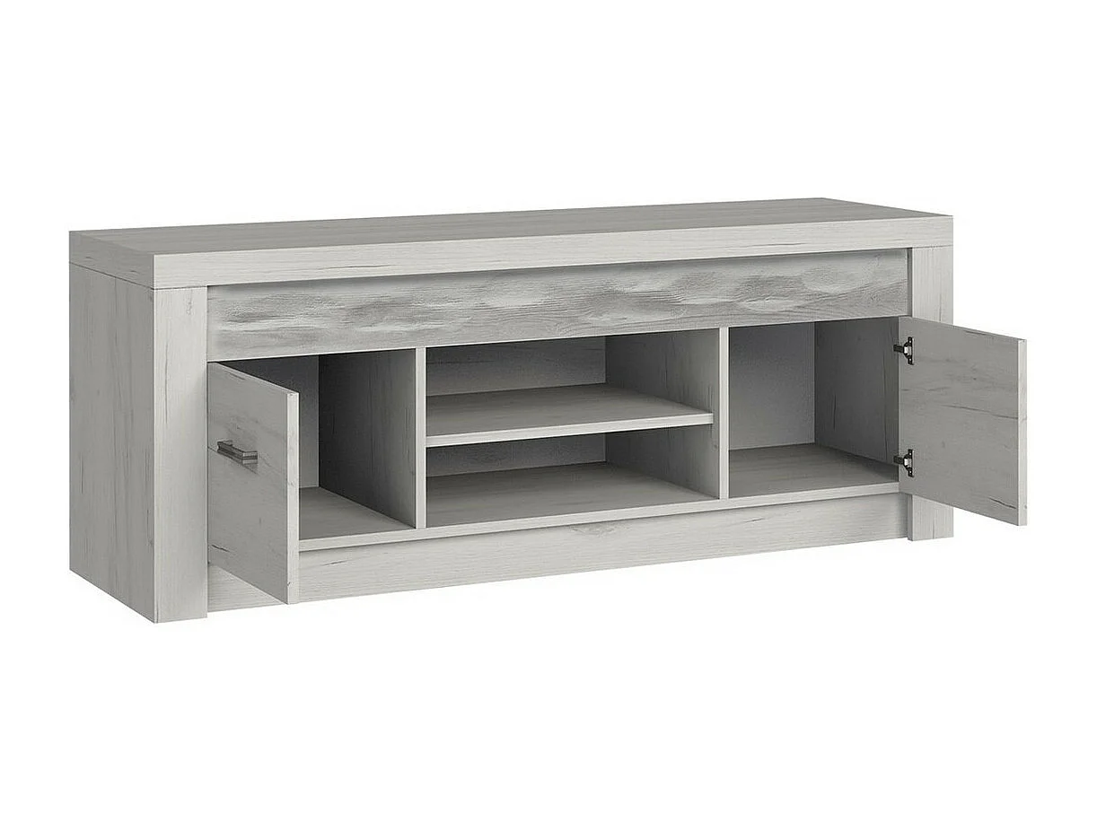 Meuble TV Serfeno 106, Artisanat blanc, Le nombre de portes: 2, 137x53x42cm