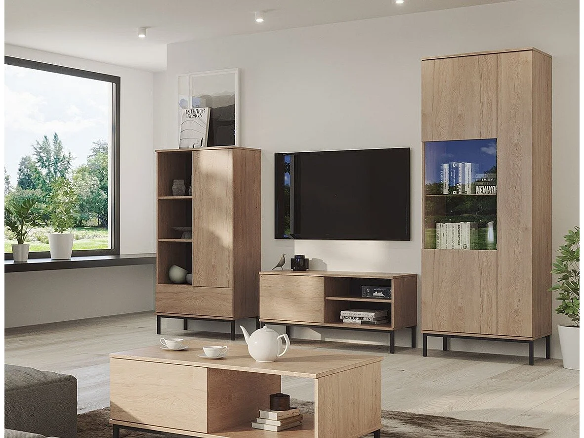 Meuble TV Lomsore 100, Clair bois, Le nombre de portes: 1, 101x50x41cm