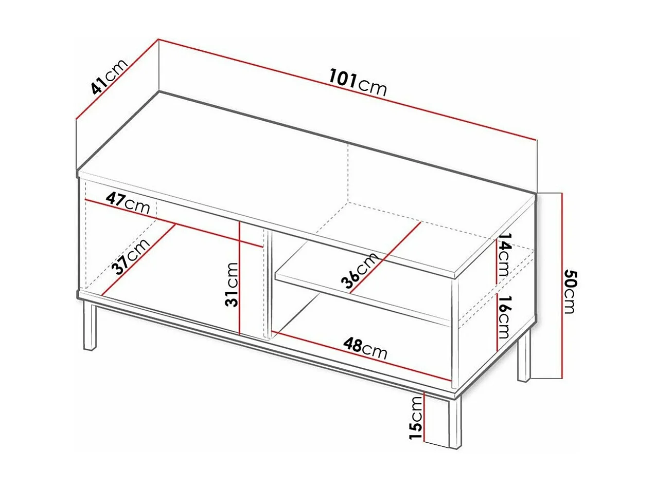 Meuble TV Lomsore 100, Clair bois, Le nombre de portes: 1, 101x50x41cm