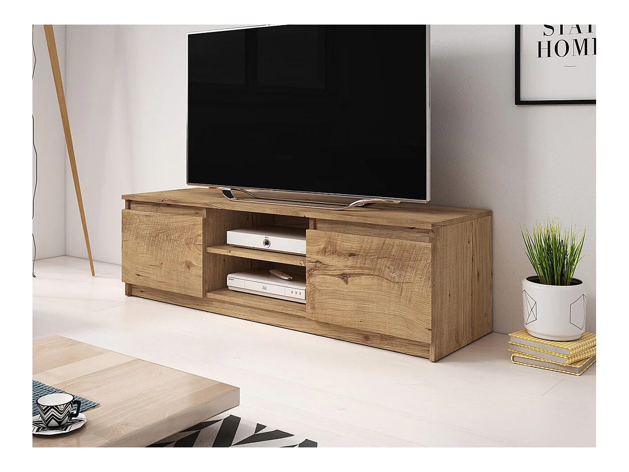 Meuble TV Sarasota 139, Châtaigne, Le nombre de portes: 2, 120x36x38cm