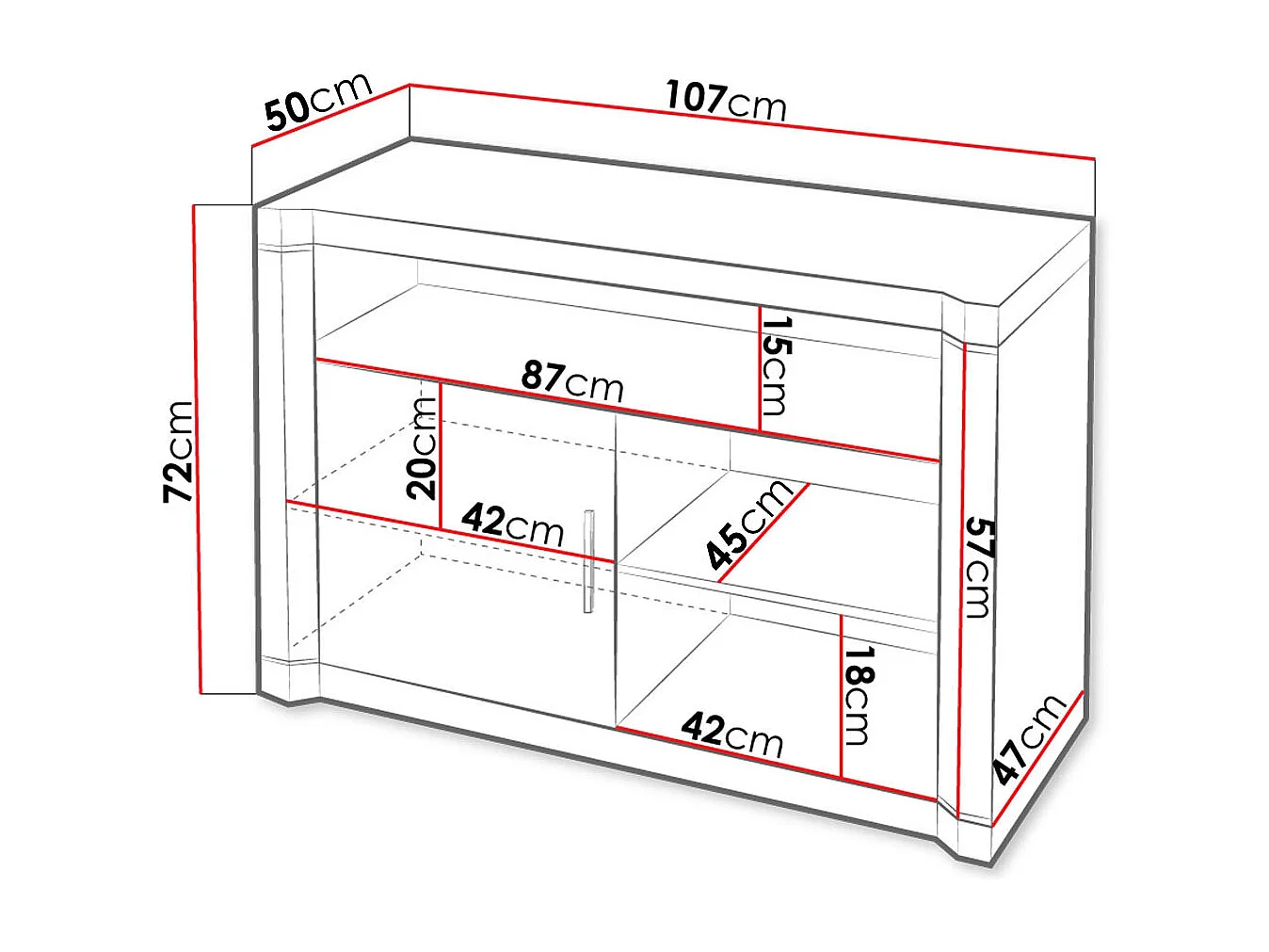 Meuble TV Lorelie 110, Truffe chêne, Le nombre de portes: 1, 107x72x50cm