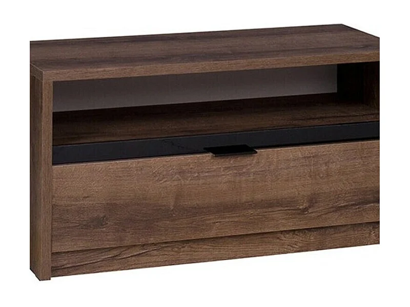 Mueble TV Providence 122, Roble del Monastery|Negro brillante, Número de cajones: 1.00,