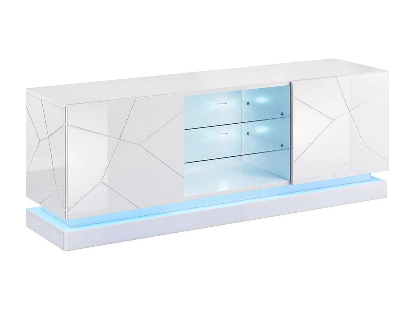 Mobile porta TV Charlotte 127, Bianco lucido|Bianco, Il numero di porte: 2.00, 160x57cm