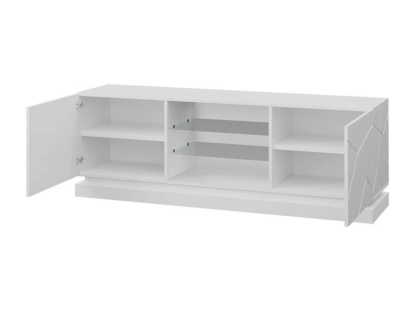 Mobile porta TV Charlotte 127, Bianco lucido|Bianco, Il numero di porte: 2.00, 160x57cm