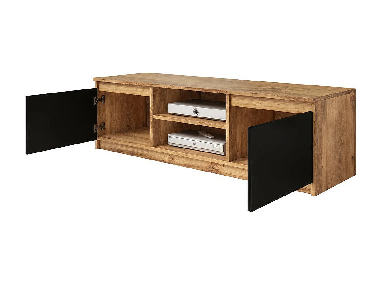 Meuble TV Sarasota 139, Graphite|Chêne wotan, Le nombre de portes: 2, 120x36x38cm