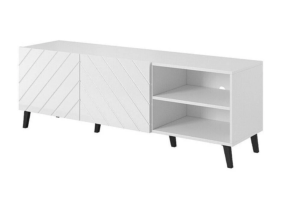 Mueble TV Charlotte 144, Blanco brillante|Blanco, Número de puertas: 2.00, 150x52x42cm