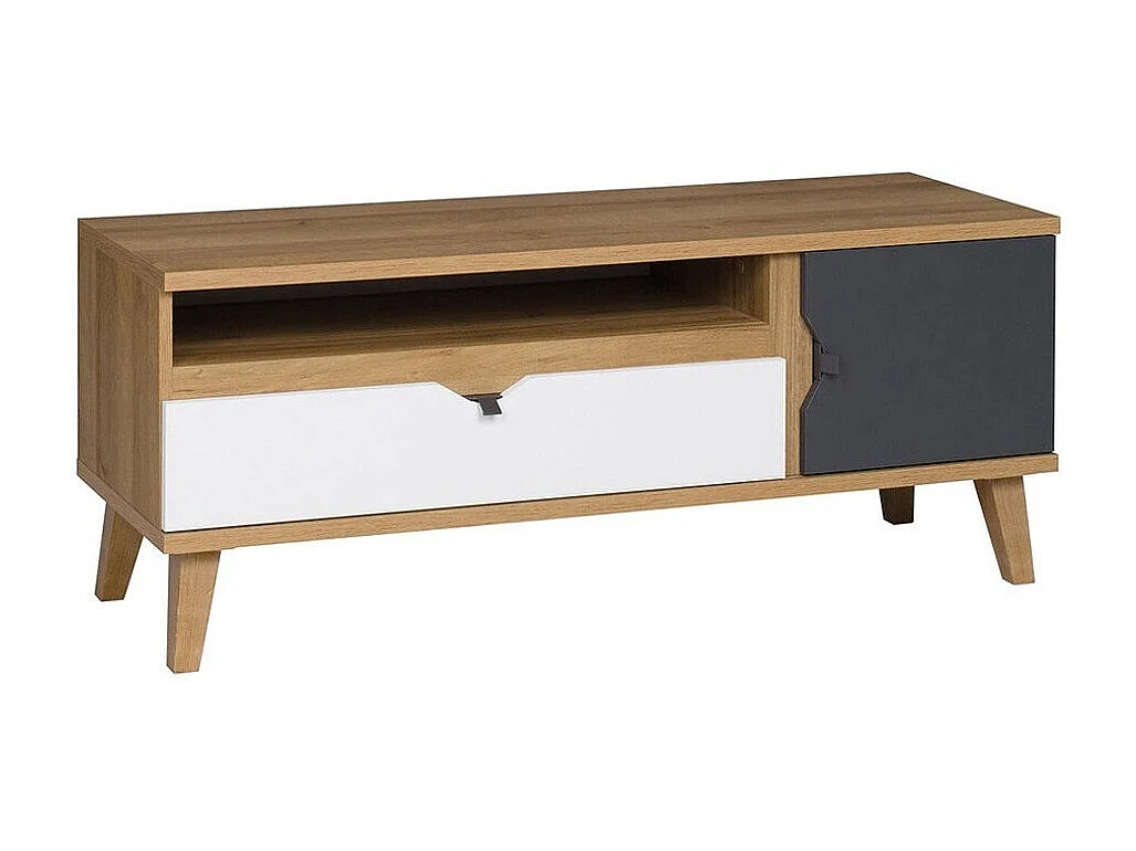 Mueble TV Providence E107, Blanco|Roble dorado|Grafito, Número de puertas: 1.00, 120x48cm