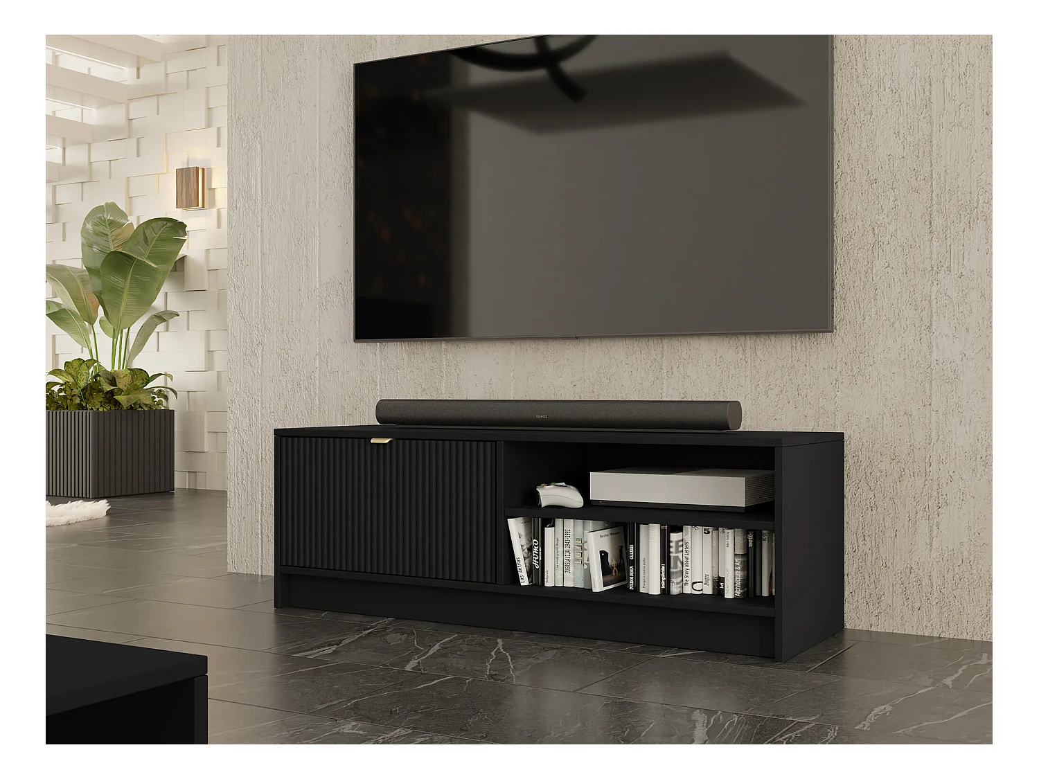 Meuble TV Comfivo Larmire 103, Noir, 120x40x40cm