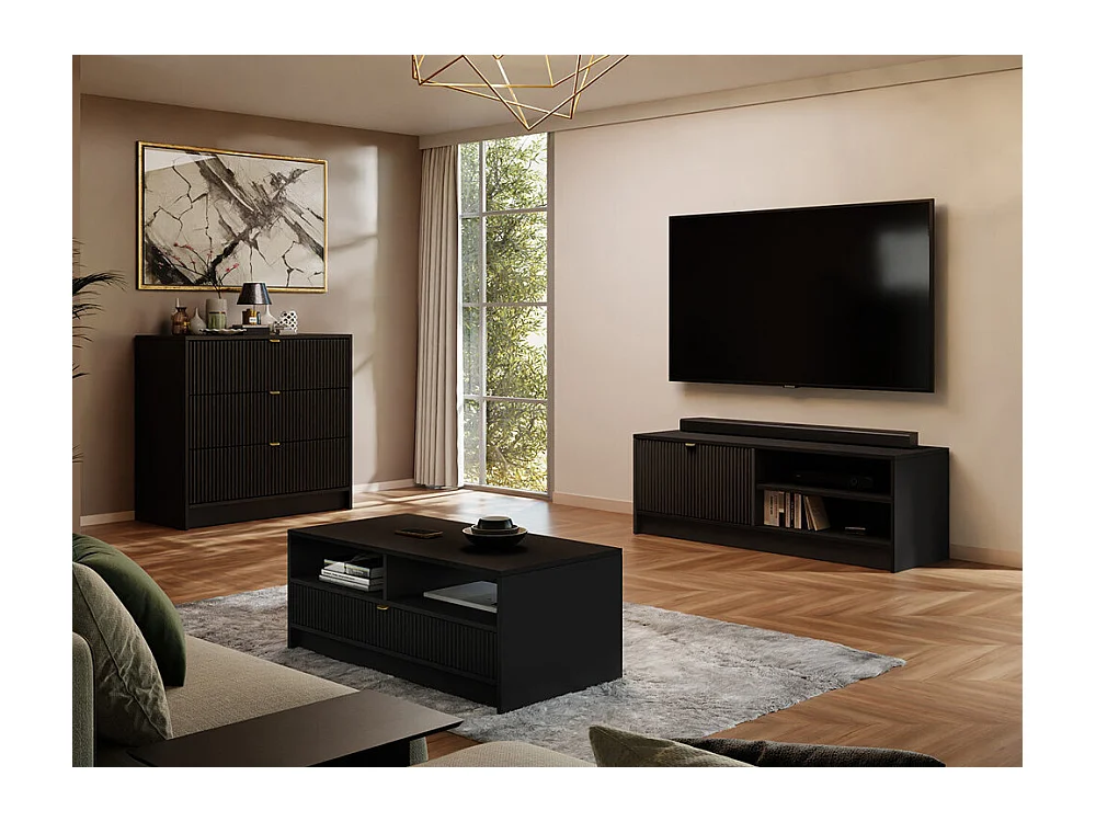 Meuble TV Comfivo Larmire 103, Noir, 120x40x40cm