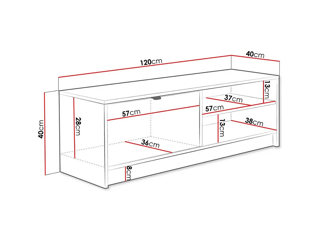 Meuble TV Comfivo Larmire 103, Noir, 120x40x40cm