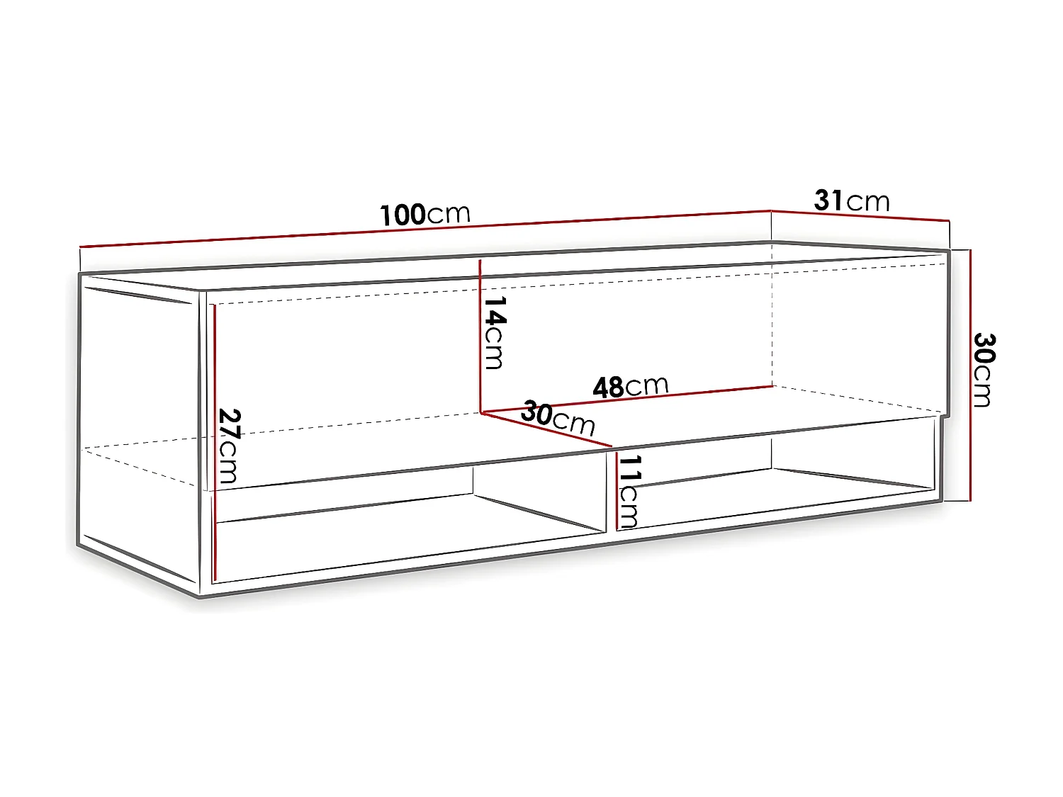 Mesa para TV Sarasota 117, O número de portas: 1, 100x30x33cm