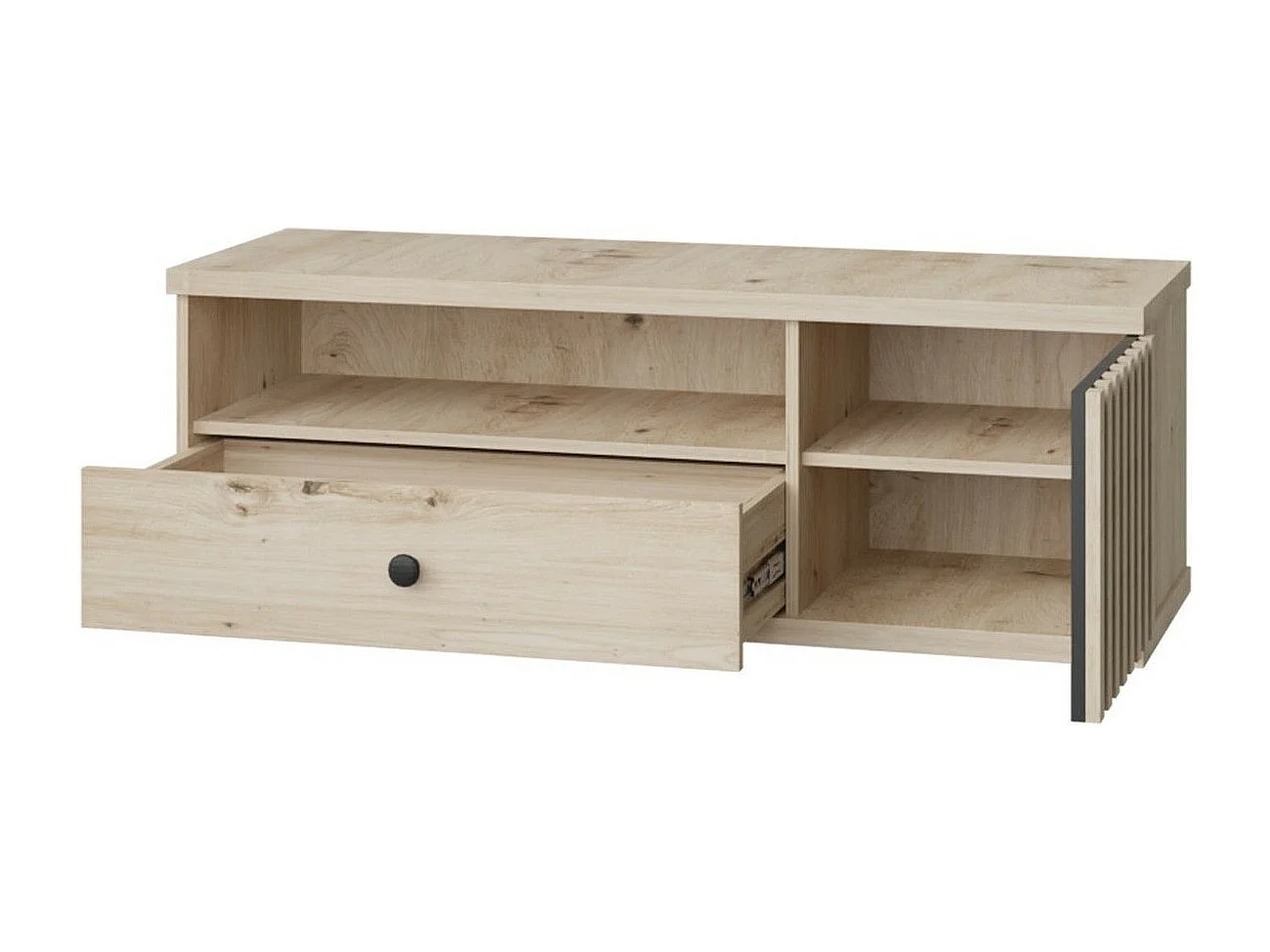 Meuble TV Venmava 106, Noir|Chêne Artisan, Le nombre de portes: 1, Nombre de tiroirs: 1,