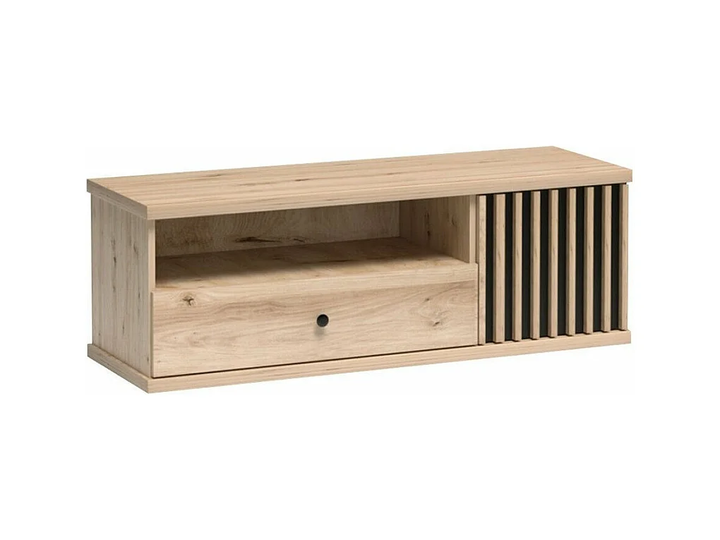 Meuble TV Venmava 106, Noir|Chêne Artisan, Le nombre de portes: 1, Nombre de tiroirs: 1,