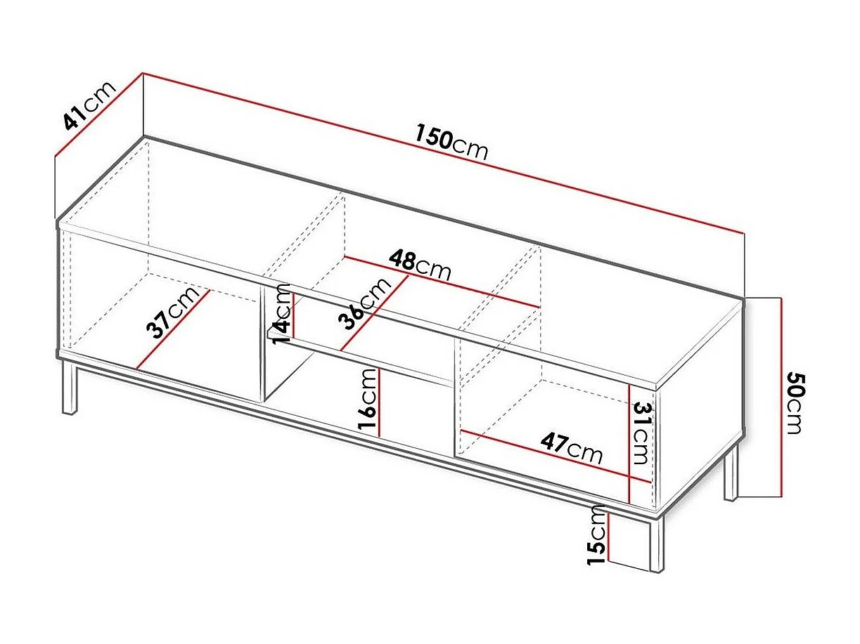 Mesa para TV Providence L101, O número de portas: 2, 150x50x41cm