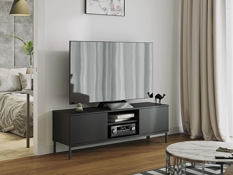 Mueble TV Providence L101, Negro, Número de puertas: 2.00, 150x50x41cm