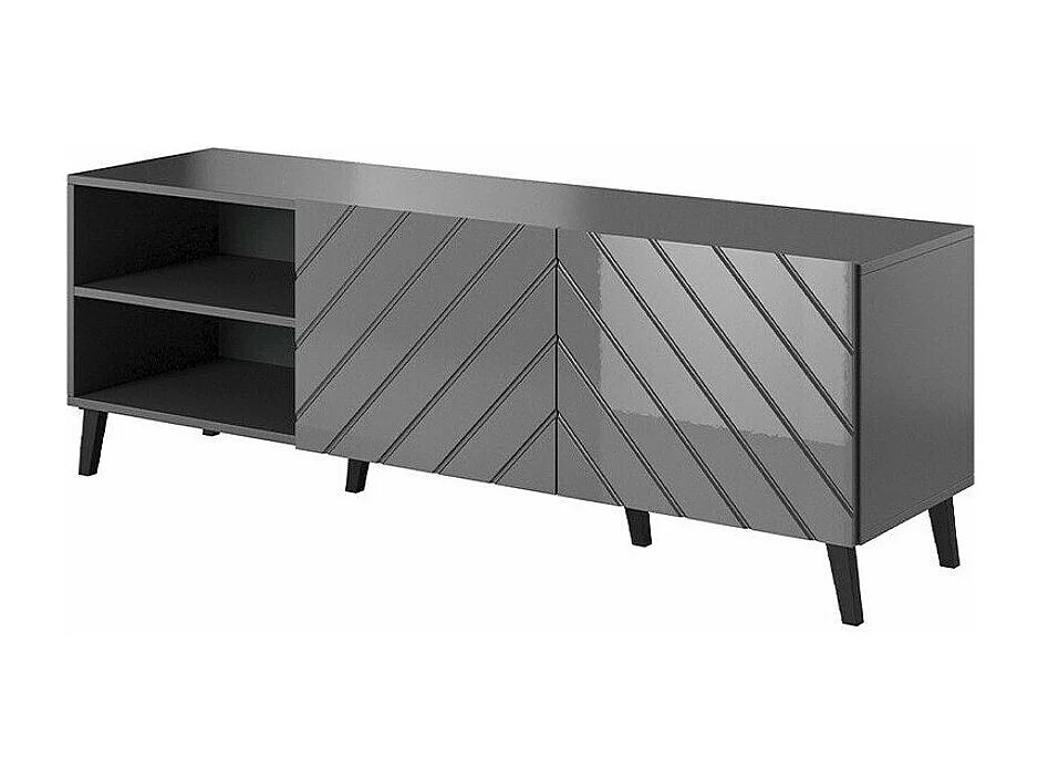 Mueble TV Charlotte 144, Grafito brillante|Grafito, Número de puertas: 2.00, 150x52x42cm