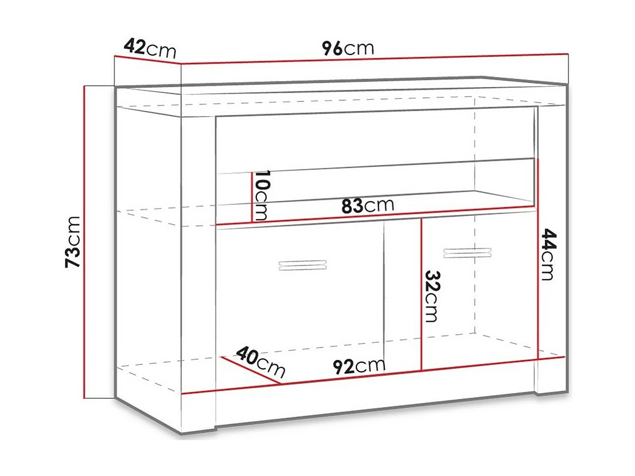 Mueble TV Stanton C107, Arte blanco, Número de puertas: 2.00, 96x73x42cm