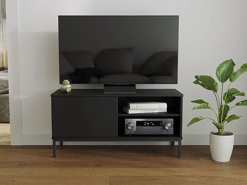 Mueble TV Providence L100, Negro, Número de puertas: 1.00, 101x50x41cm