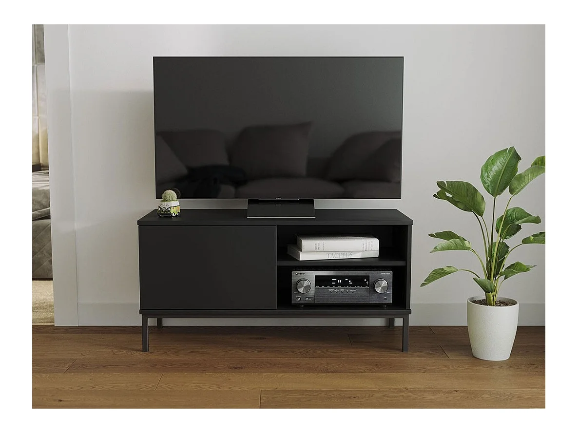 Meuble TV Lomsore 100, Noir, Le nombre de portes: 1, 101x50x41cm