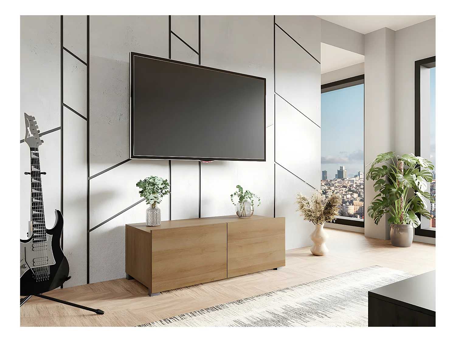 Mueble TV Providence B104, Roble dorado, Número de puertas: 2.00, 100x37x43cm
