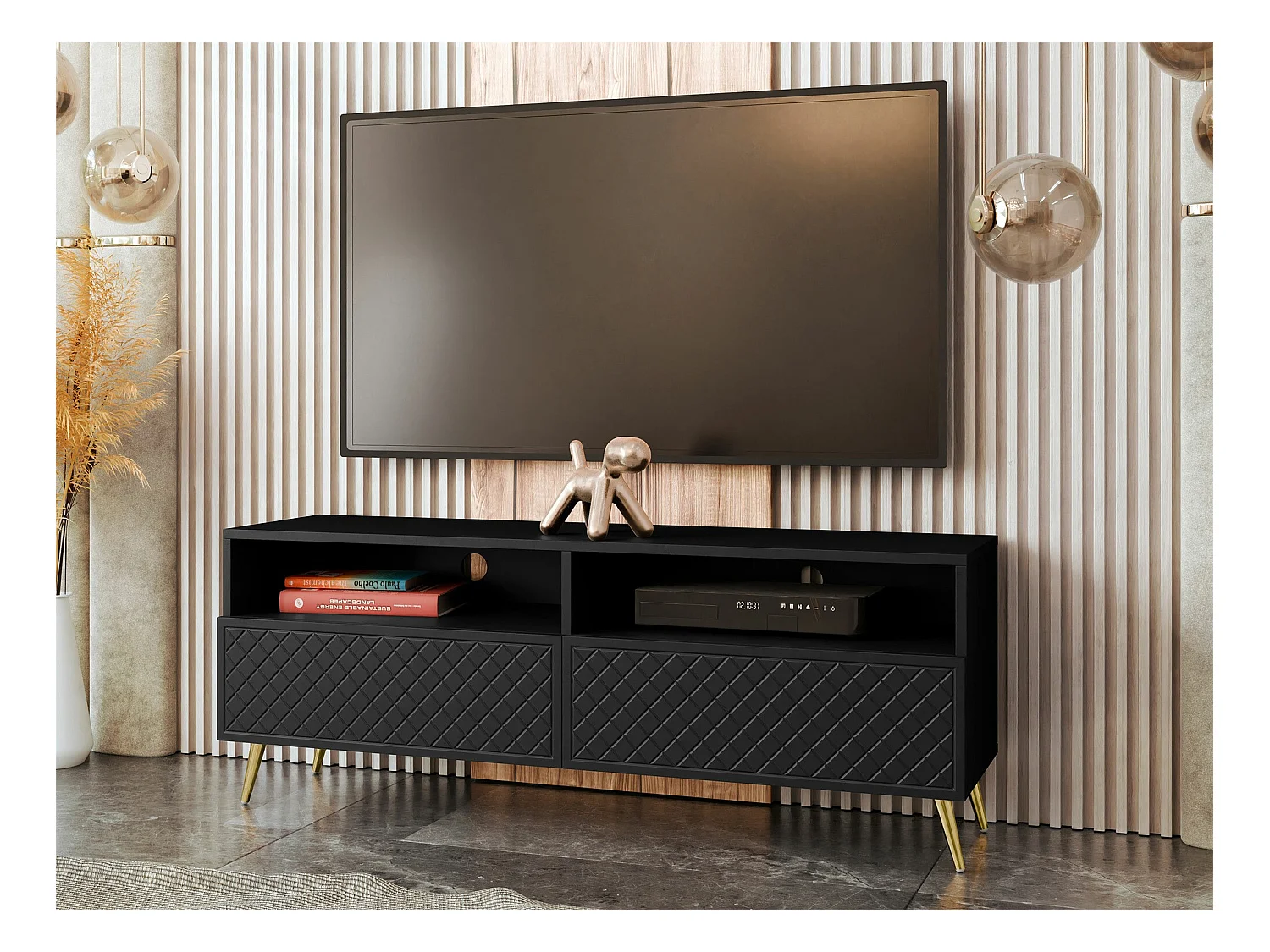 Meuble TV Comfivo Nuromo 105, Noir, 150x57x42cm