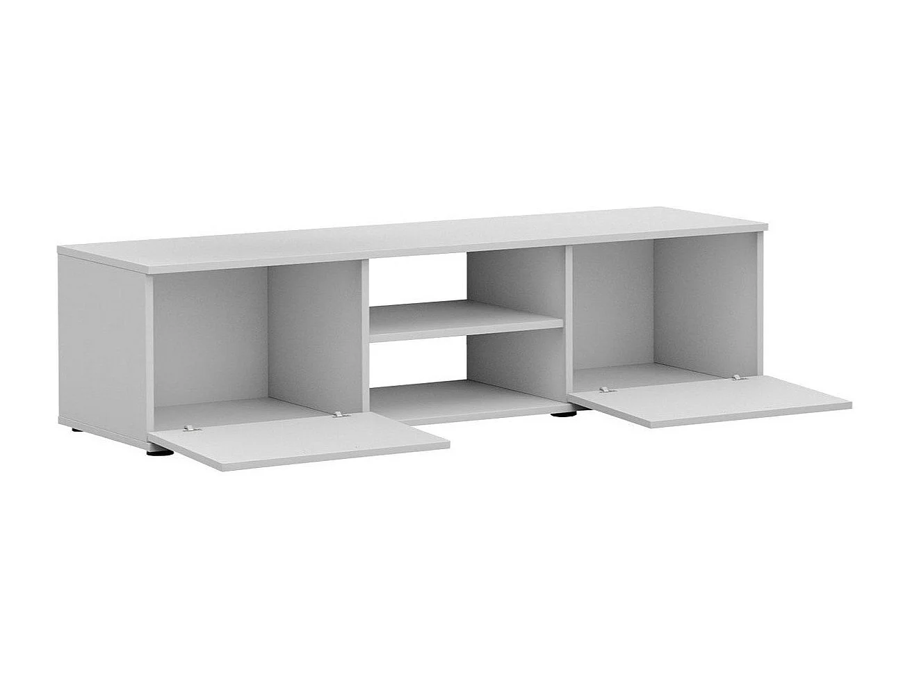 Meuble TV Tornola 100, Blanc brillant|Blanc, Le nombre de portes: 2, 140x37x43cm
