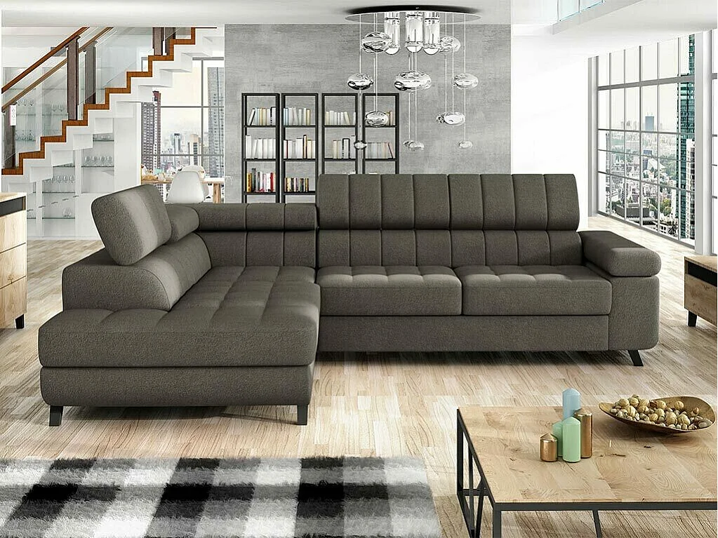 Divano angolare Comfivo 207, Grigio, Con, 264x203x73cm