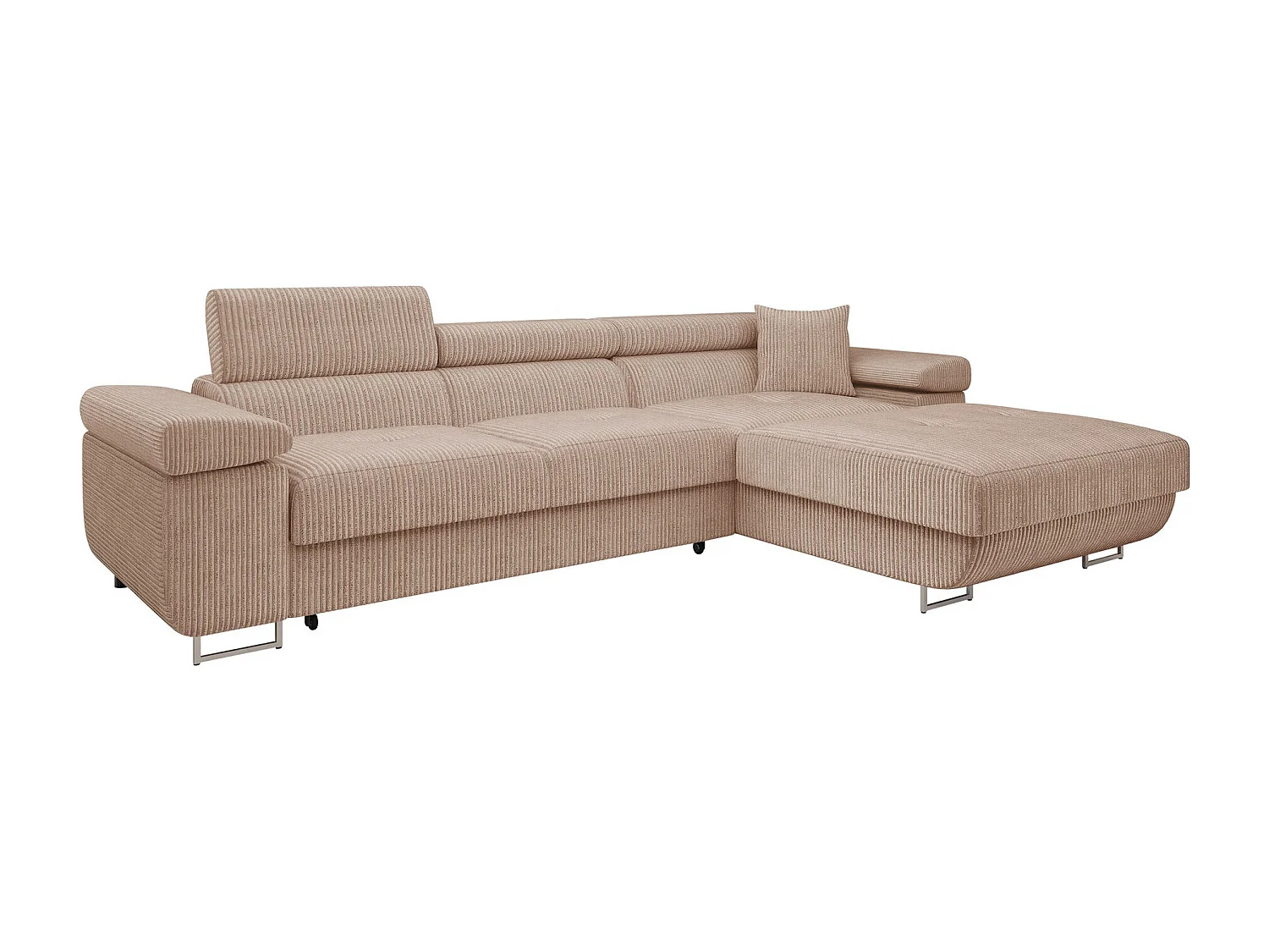 Sofá rinconero Comfivo Eliferu 102, De color marrón claro, Función de descanso, 280x170cm