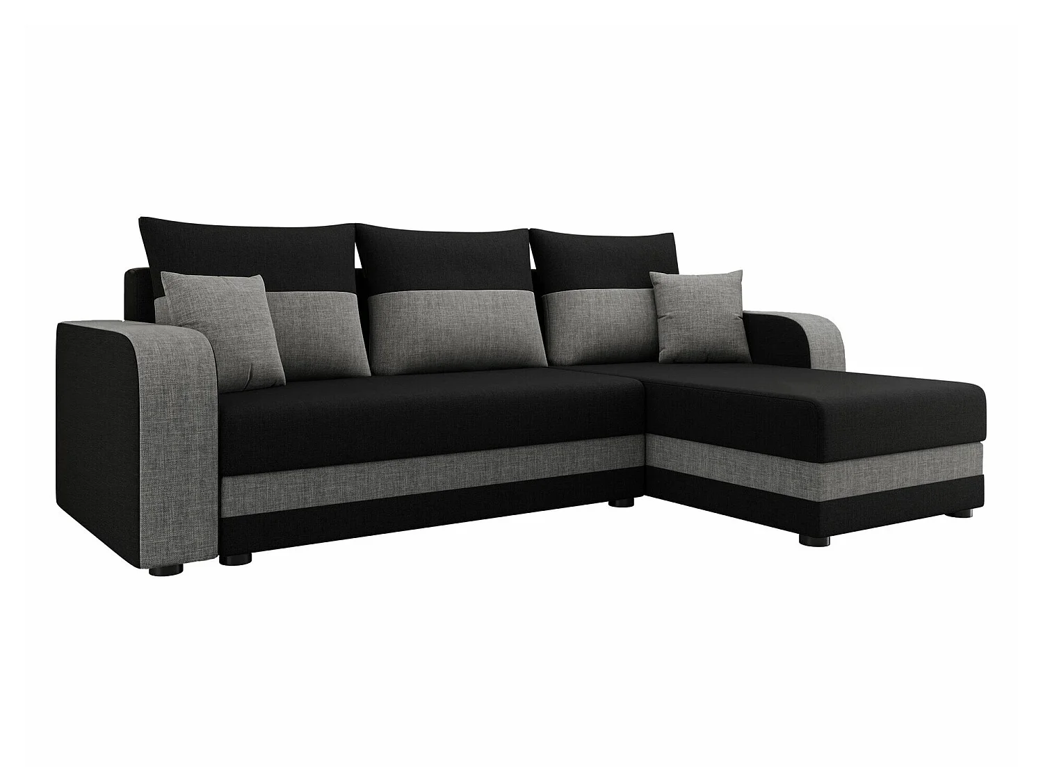 Canapé d'angle Memphis 112, Noir, Fonction de couchage, 24x14x8cm