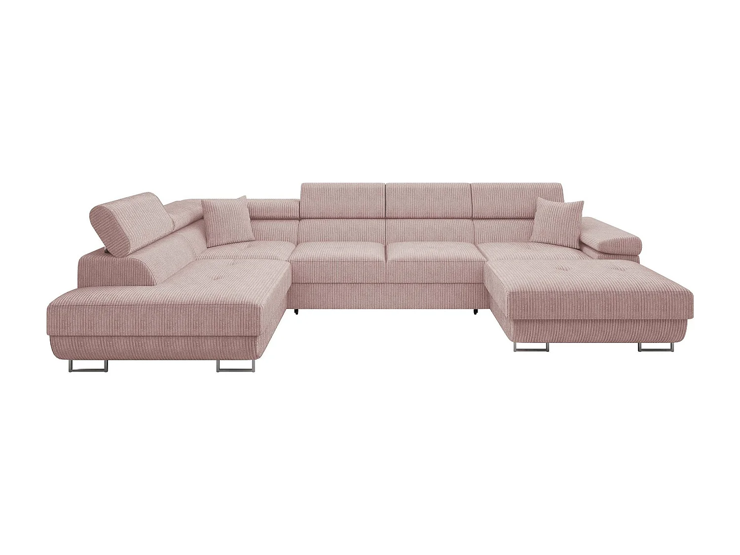 Sofá rinconero Comfivo Vinetum III, Rosa, Función de descanso, Almacenaje, 346x203x70cm