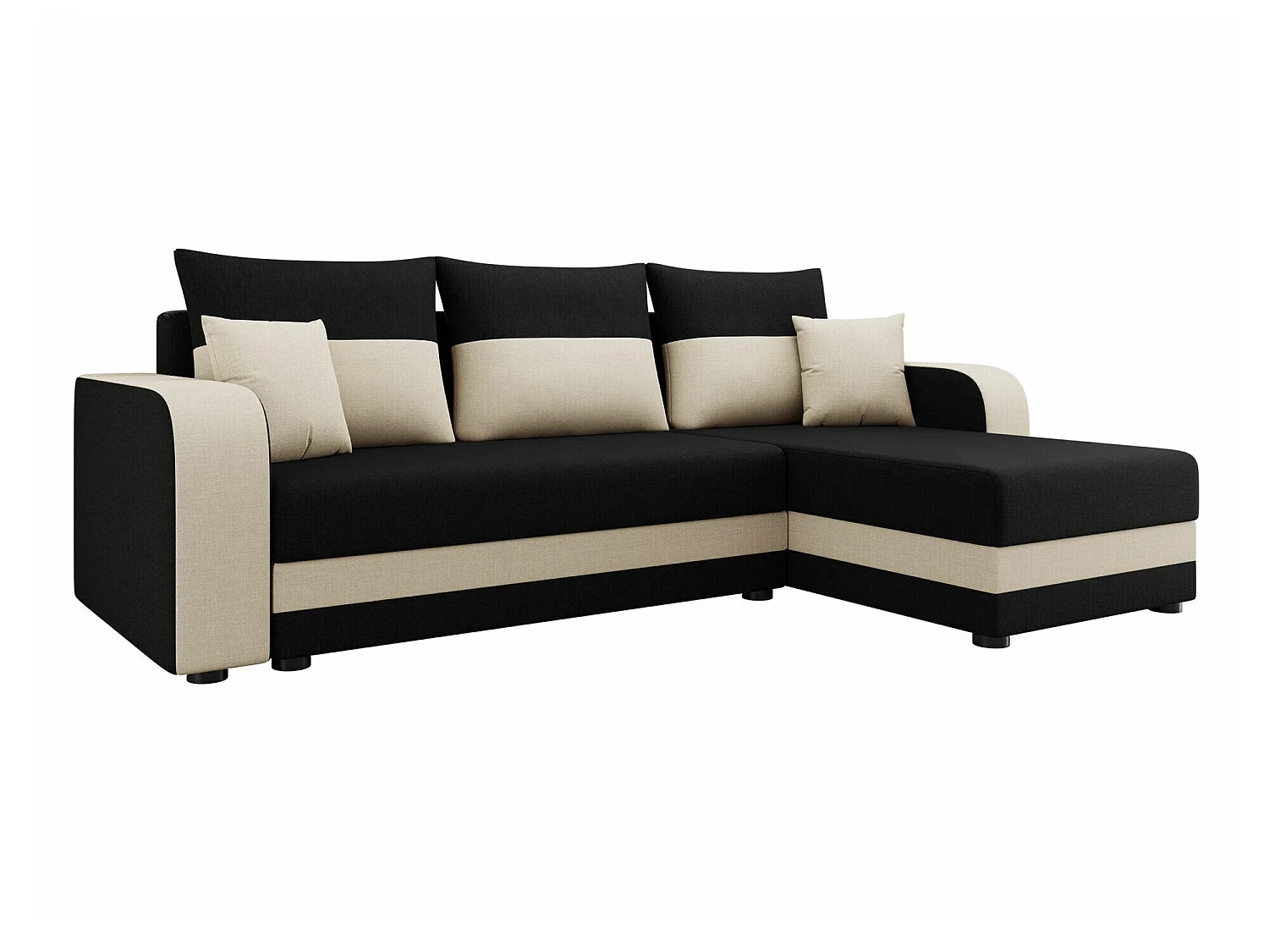 Canapé d'angle Memphis 112, Noir, Fonction de couchage, 24x14x8cm