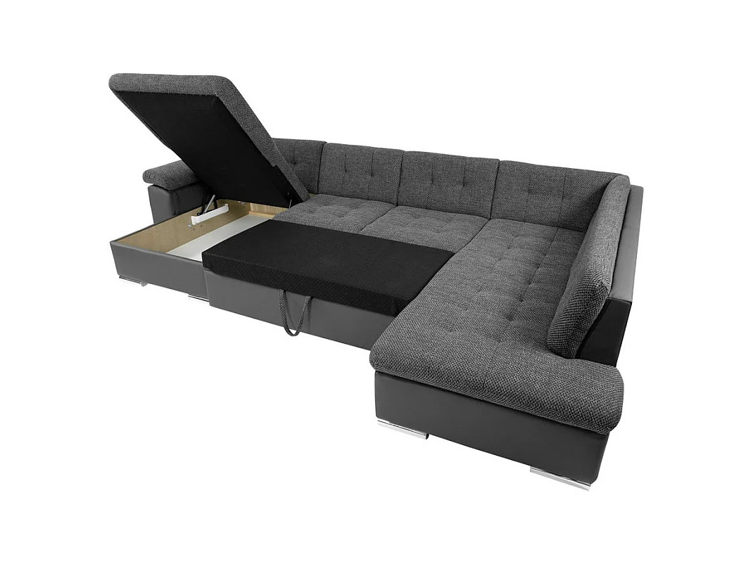 Canapé d'angle Comfivo 128, Vert, Fonction de couchage, 348x205x76cm