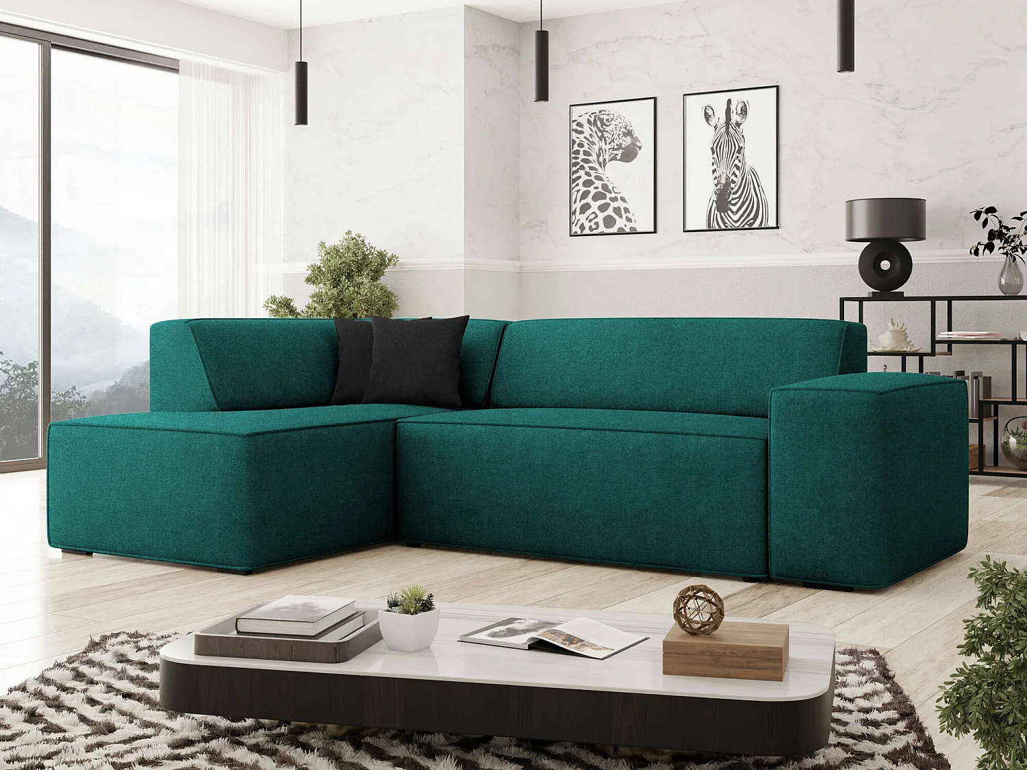 Canapé d'angle Comfivo 289, Vert, 267x205x73cm