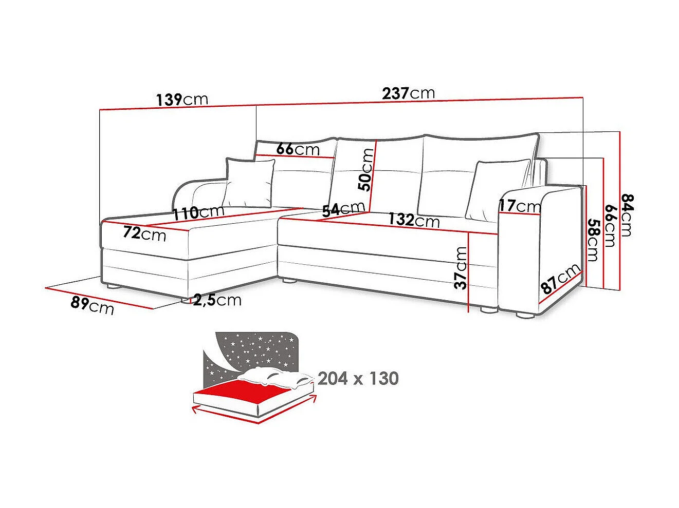 Sofá rinconero Memphis 112, Verde, Función de descanso, Almacenaje, 237x139x84cm