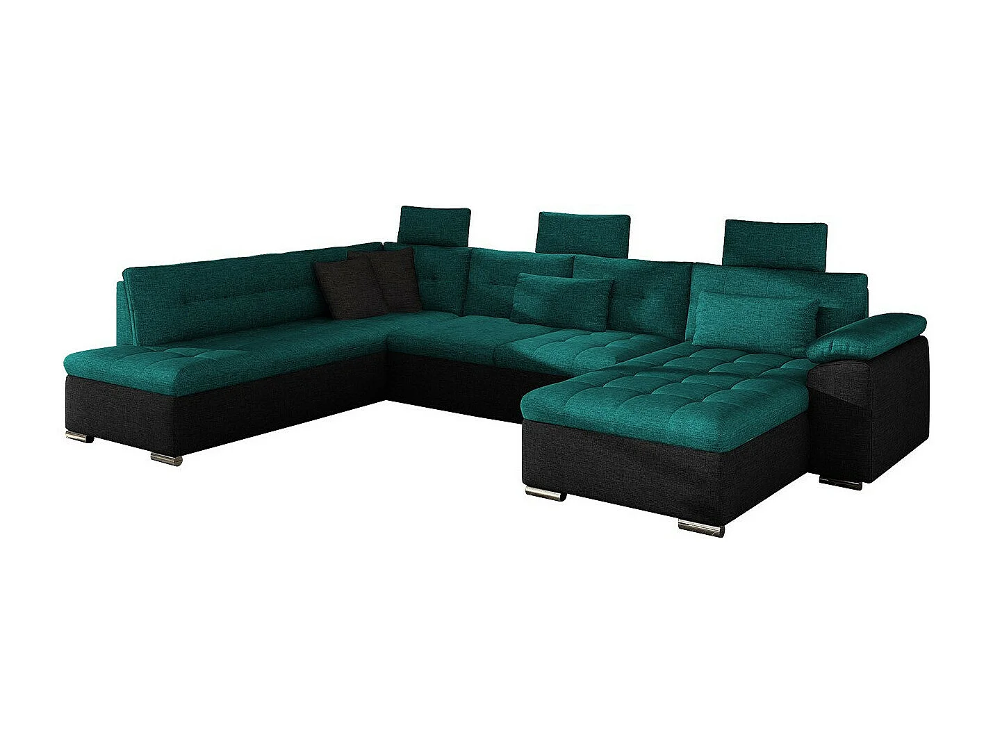 Canapé d'angle Comfivo 127, Vert, Fonction de couchage, Boîte de literie, 350x205x101cm