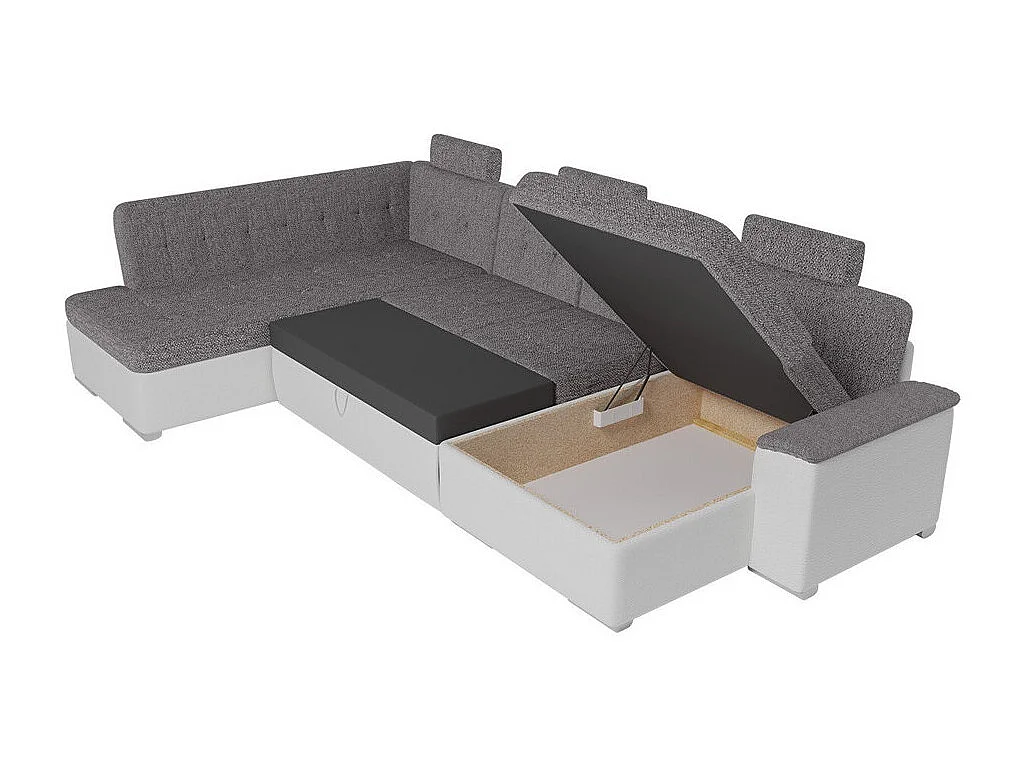 Canapé d'angle Comfivo 127, Vert, Fonction de couchage, Boîte de literie, 350x205x101cm