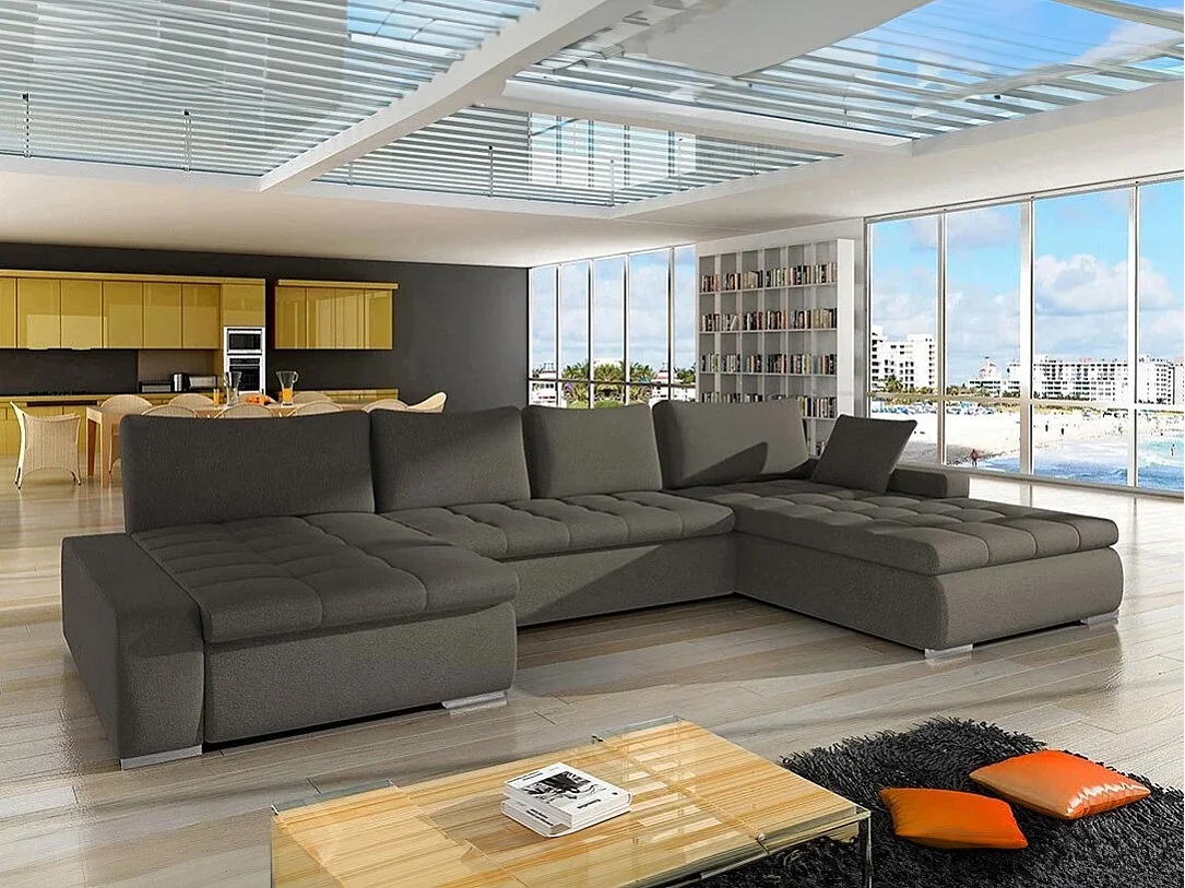 Divano angolare Comfivo 106, Grigio, Con, 394x213x80cm