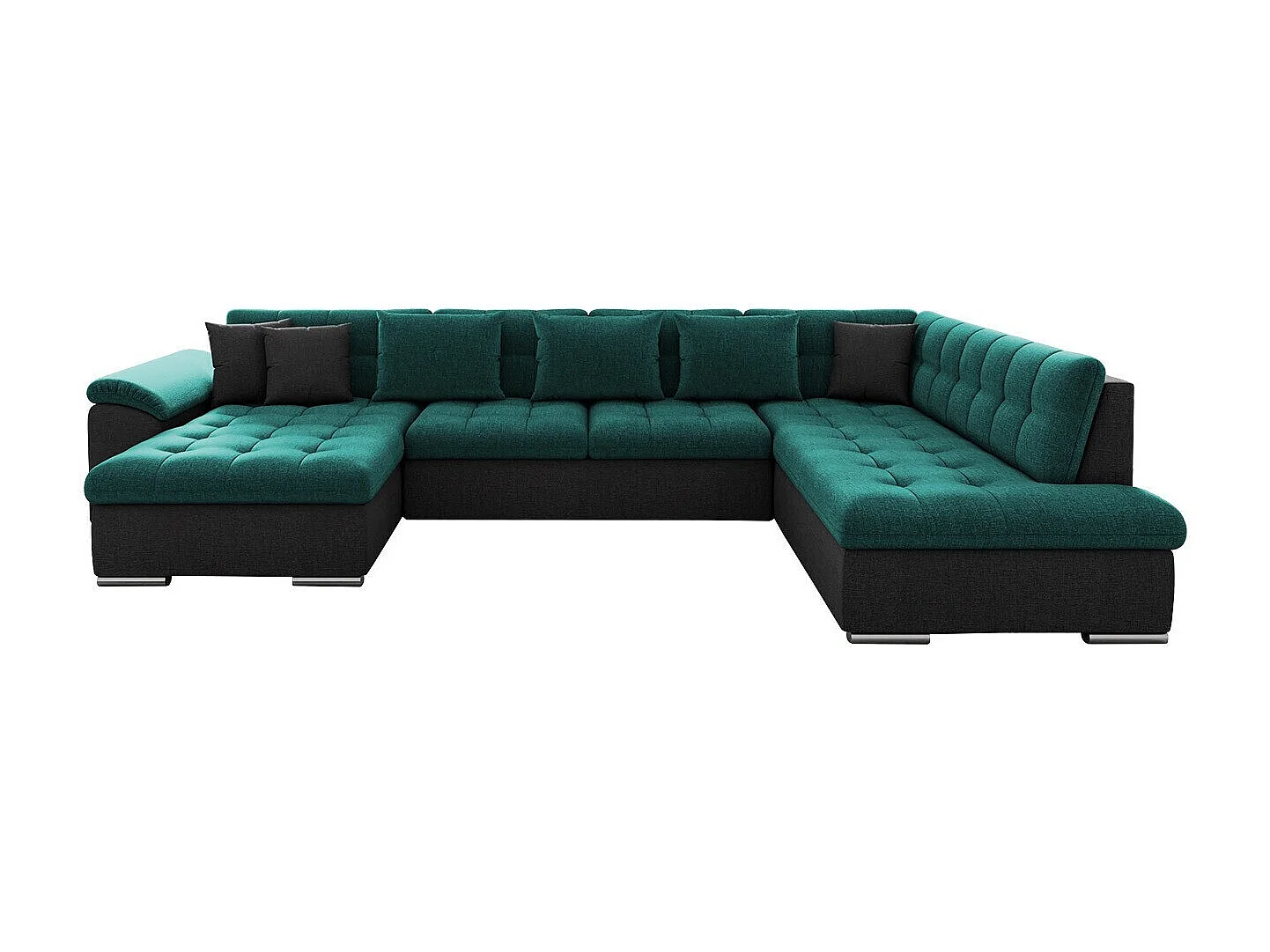 Canapé d'angle Comfivo 128, Vert, Fonction de couchage, 348x205x76cm