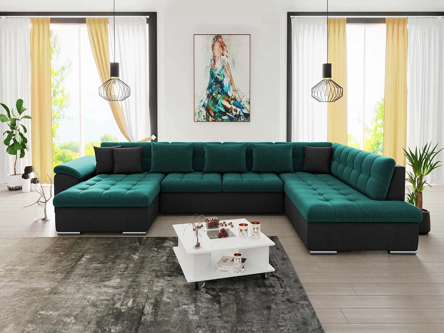 Sofá rinconero Comfivo Gemma II, Verde, Función de descanso, 35x21x8cm