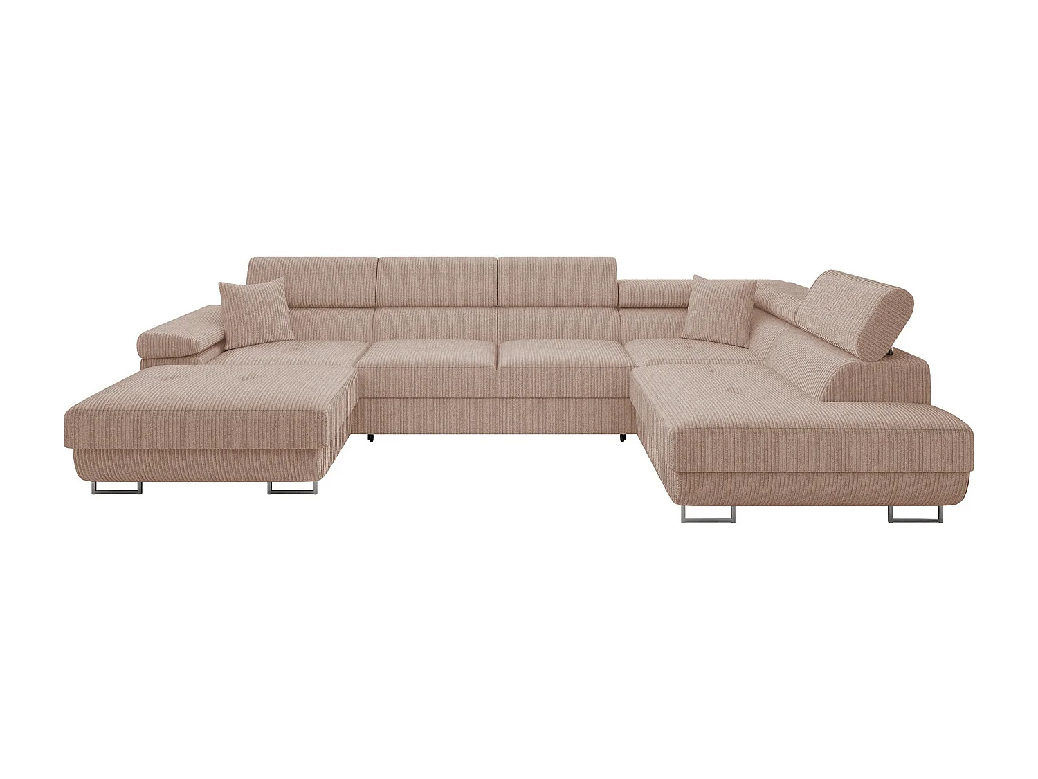 Sofá rinconero Comfivo Eliferu 103, De color marrón claro, Función de descanso, 346x203cm