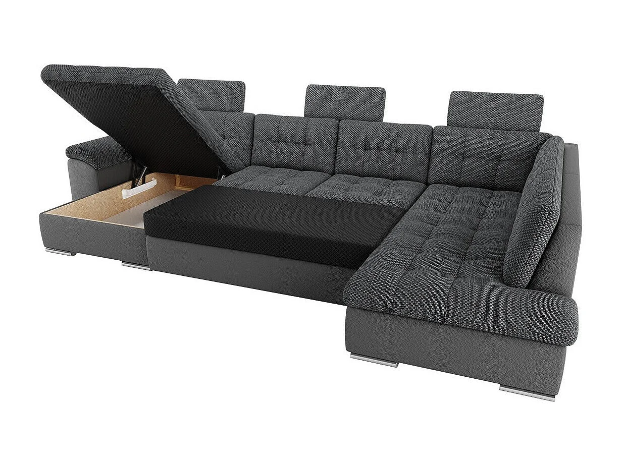 Canapé d'angle Comfivo 127, Vert, Fonction de couchage, Boîte de literie, 350x205x101cm