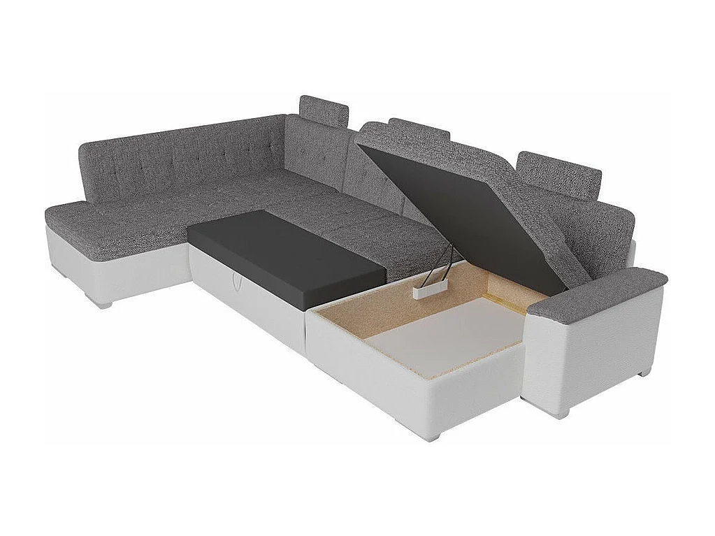 Canapé d'angle Comfivo 127, Vert, Fonction de couchage, Boîte de literie, 350x205x101cm