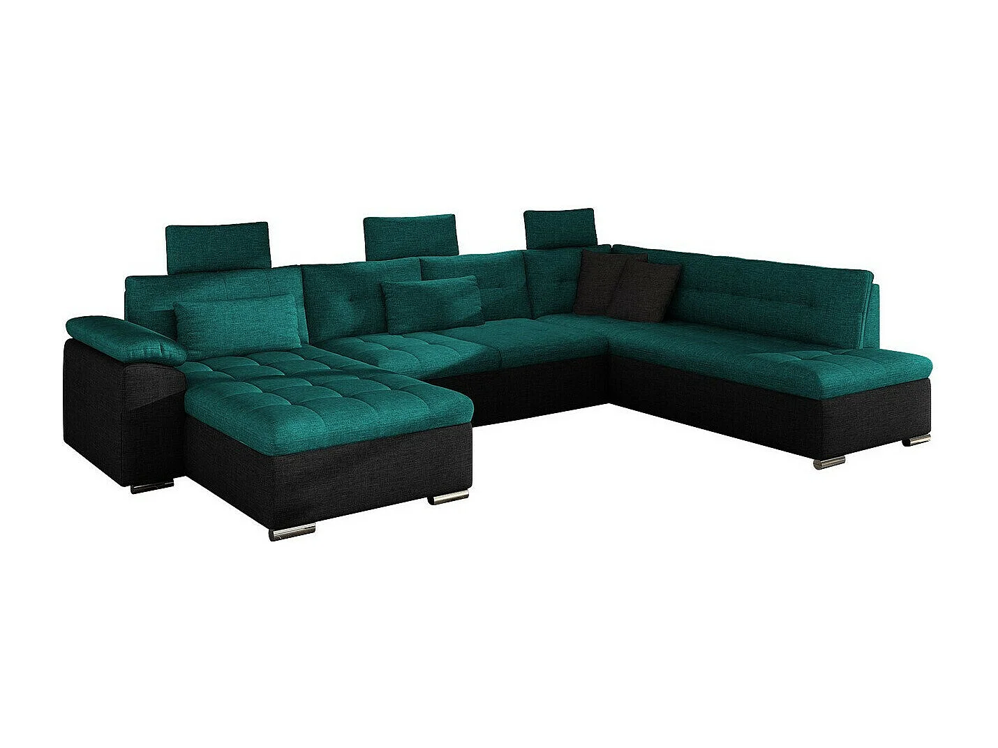 Canapé d'angle Comfivo 127, Vert, Fonction de couchage, Boîte de literie, 350x205x101cm
