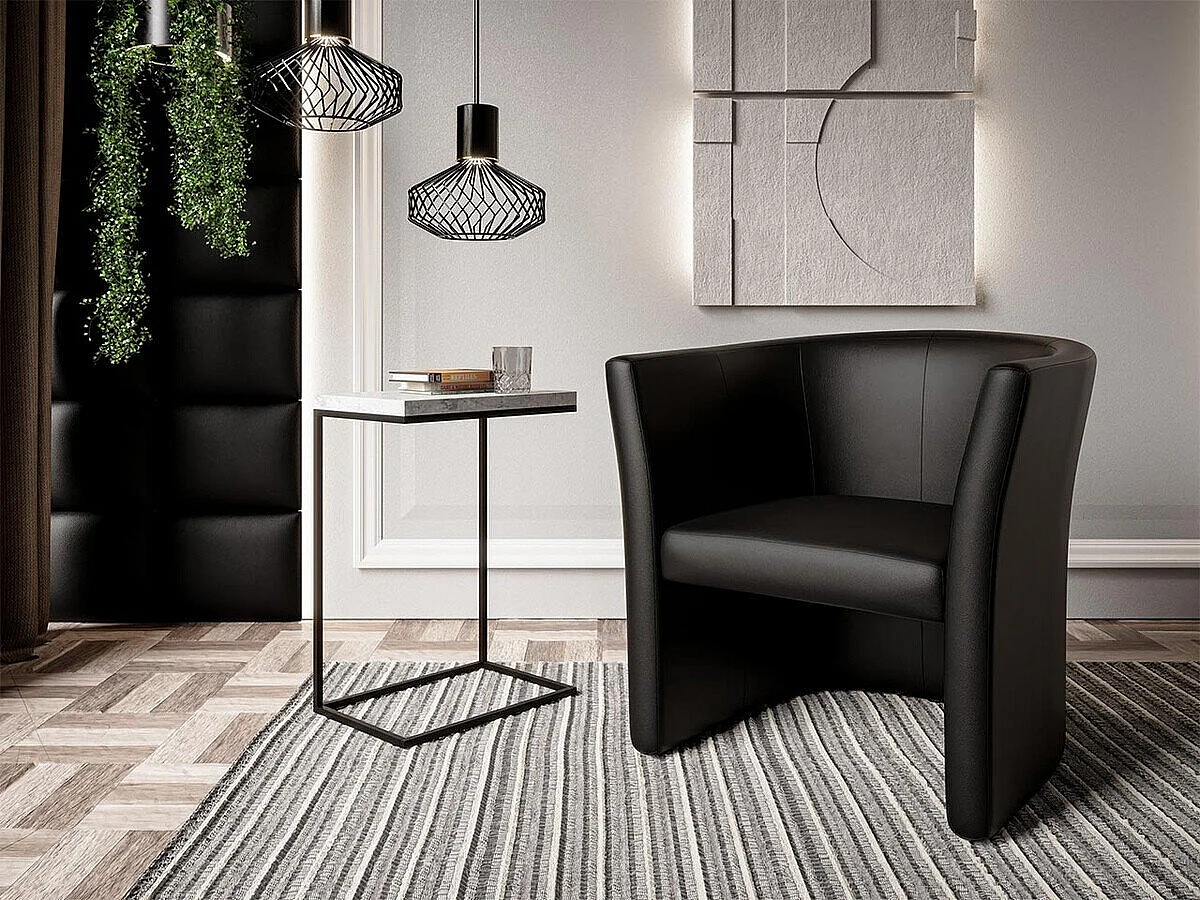 Fauteuil Comfivo 271, Noir, 74x55x50cm, Faux cuir, Pieds: Plastique