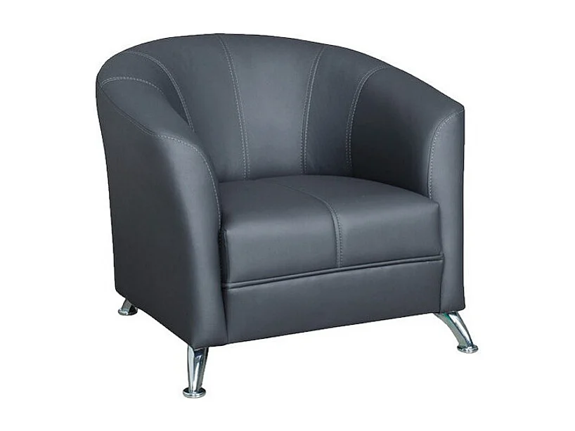 Sillón Providence 101, Gris, 68x86x77cm, Cuero ecológico, Patas: Metal