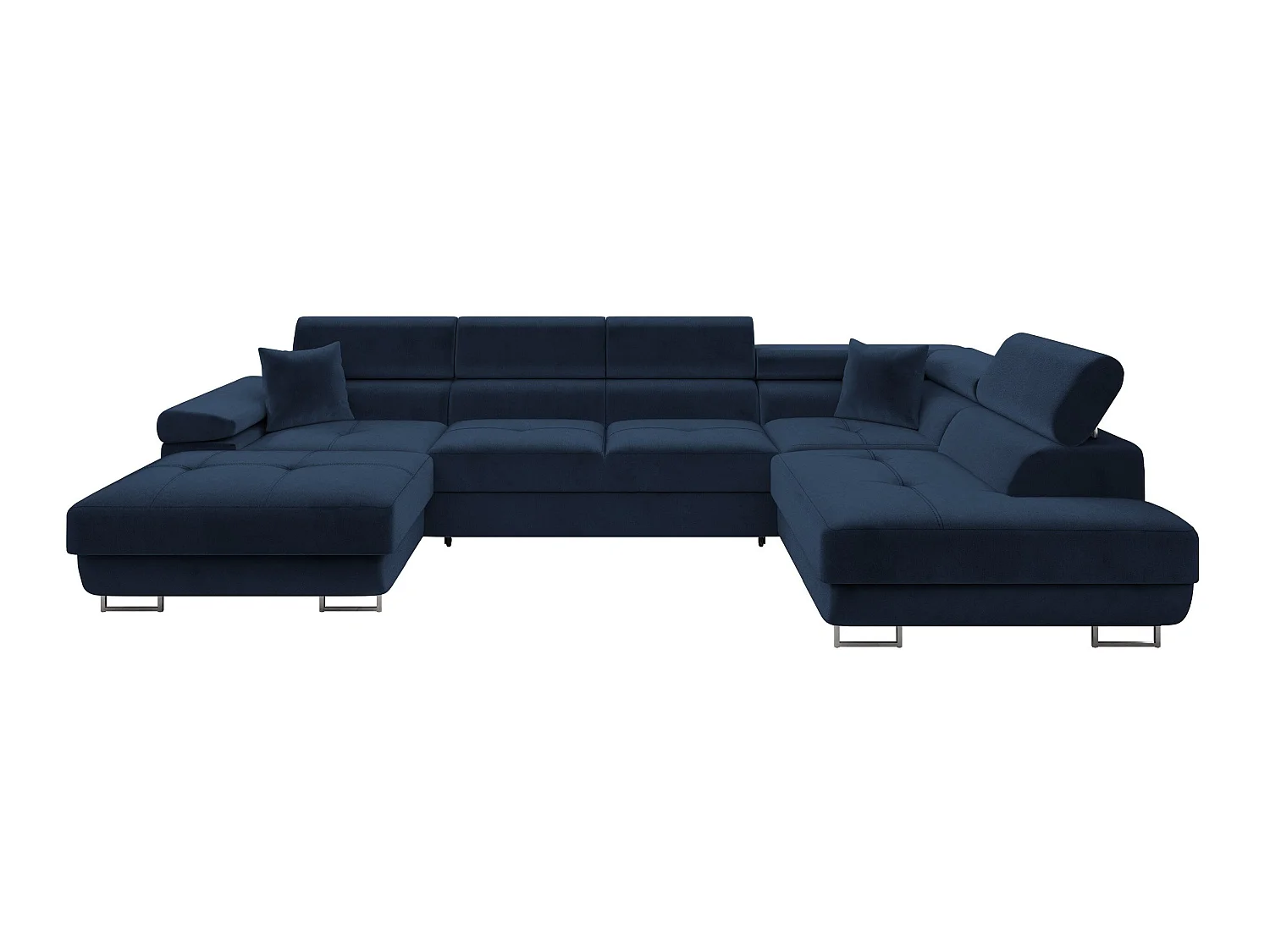 Canapé d'angle convertible 3 places en tissu bleu 346x203x70 cm