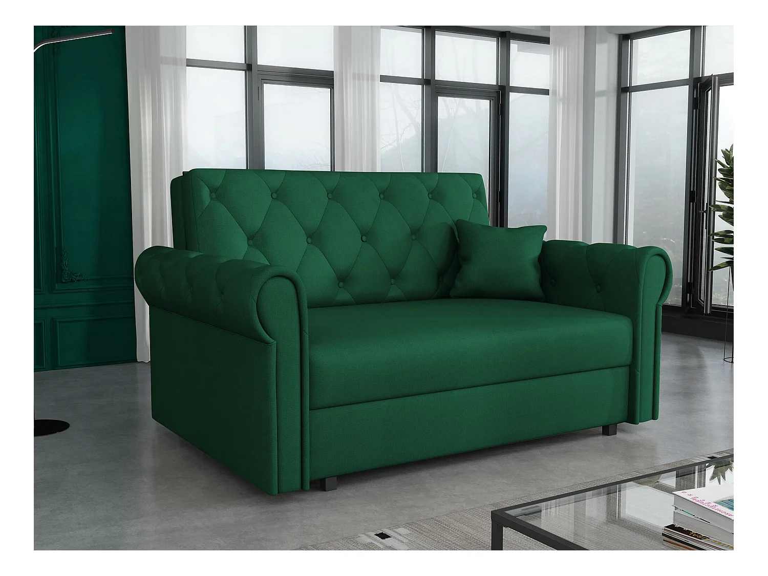 Canapé convertible Columbus 199, Boîte de literie, 85x148x98cm, Mobilier déjà assemblé