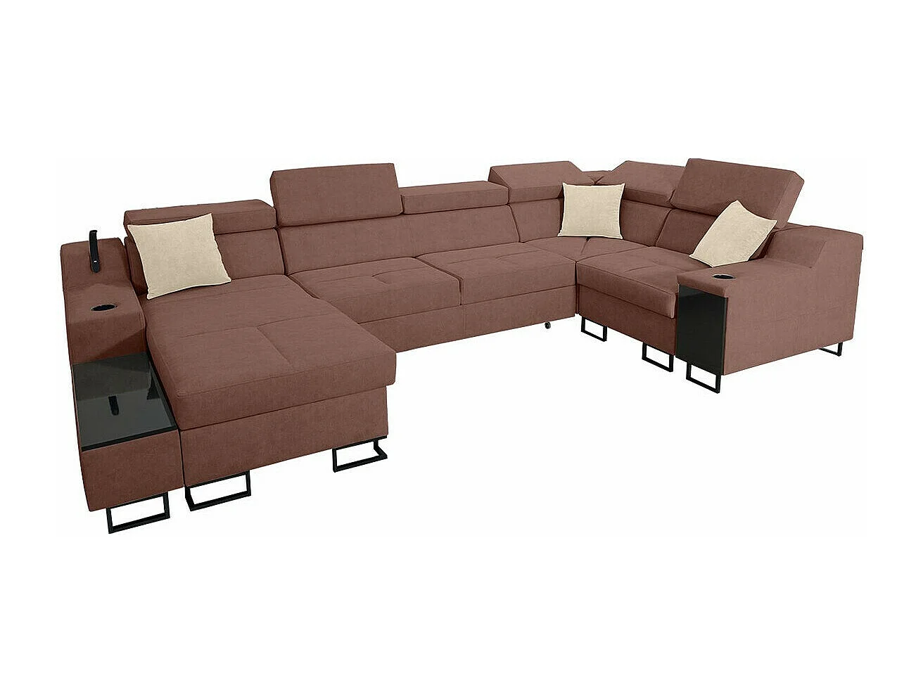 Canapé d'angle Sarasota 137, Rose, Fonction de couchage, Boîte de literie, 342x211x100cm