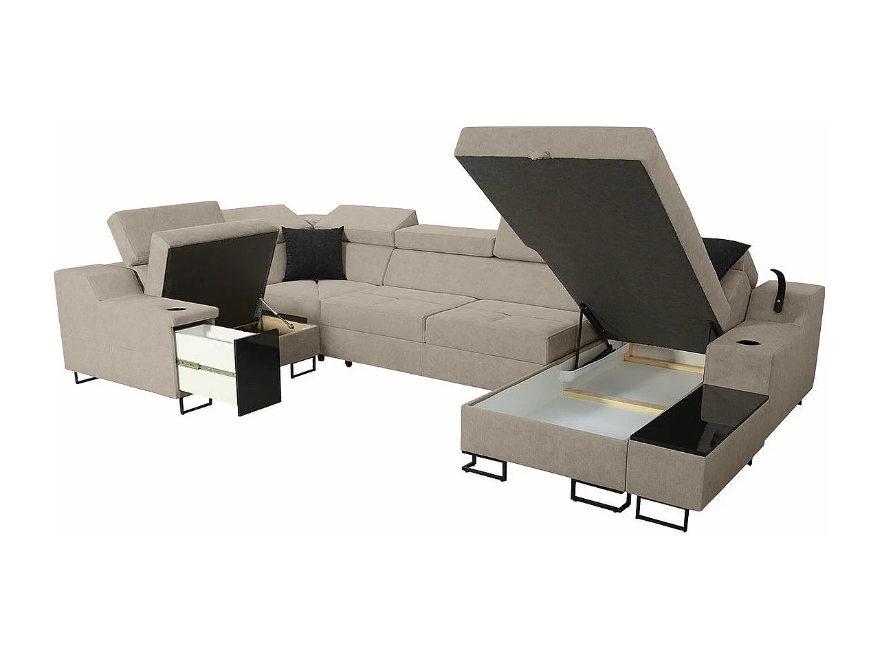 Canapé d'angle Sarasota 137, Rose, Fonction de couchage, Boîte de literie, 342x211x100cm