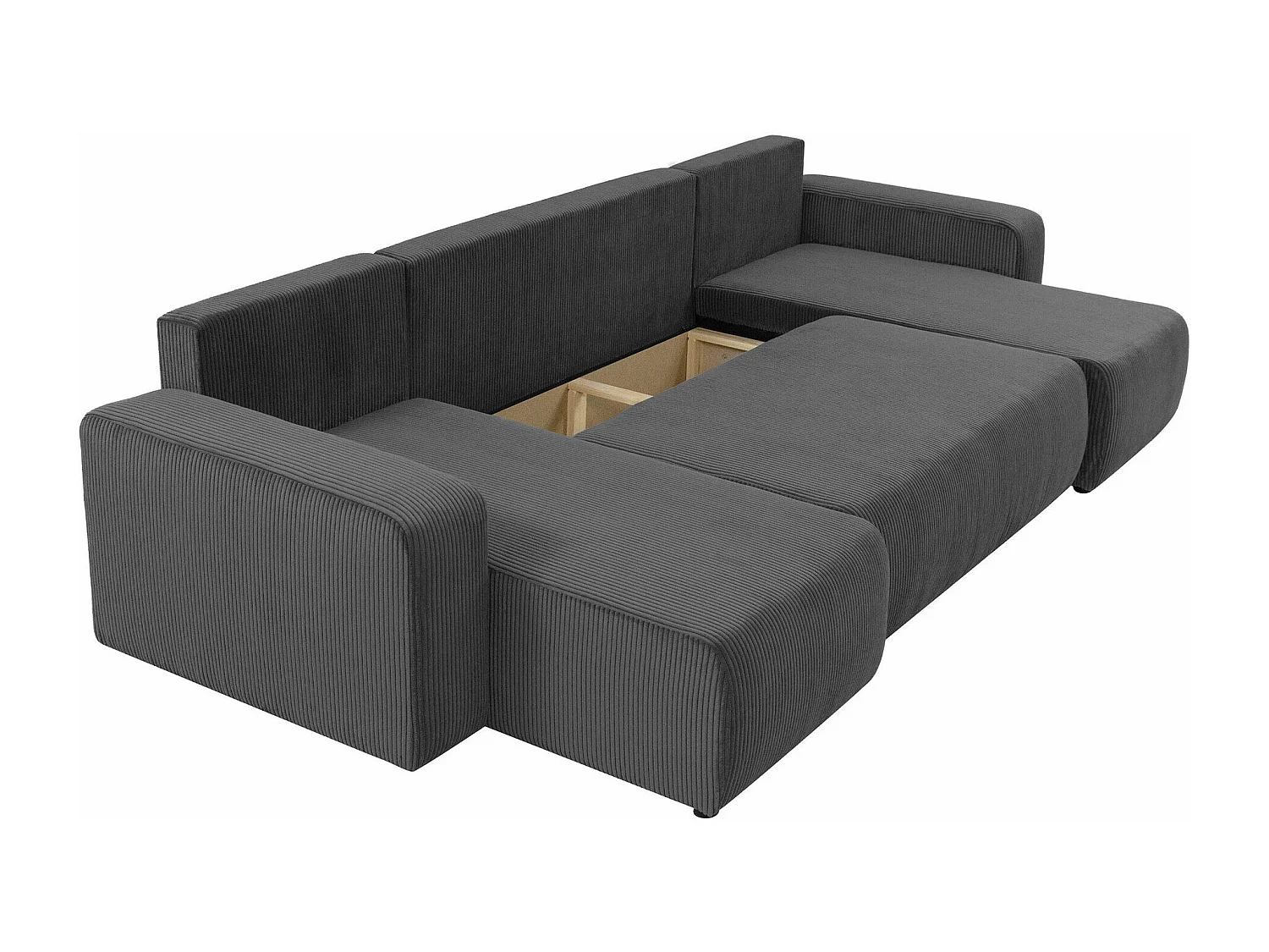 Sofá rinconero Shelton 103, De color marrón claro, Función de descanso, Almacenaje, 312cm